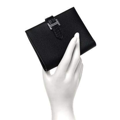 Hermes Epsom Matte Alligator Bearn Compact Touch Wallet Black 2 of 8
