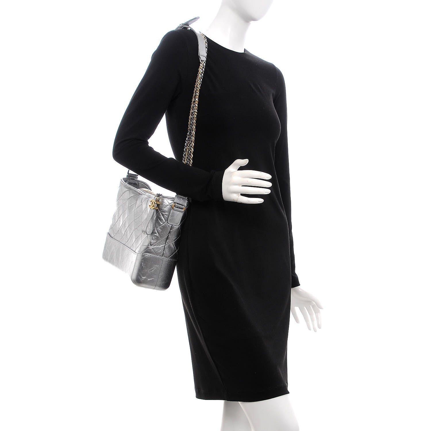 Chanel Metallic Aged Calfskin Quilted Medium Gabrielle Silver 2 of 11