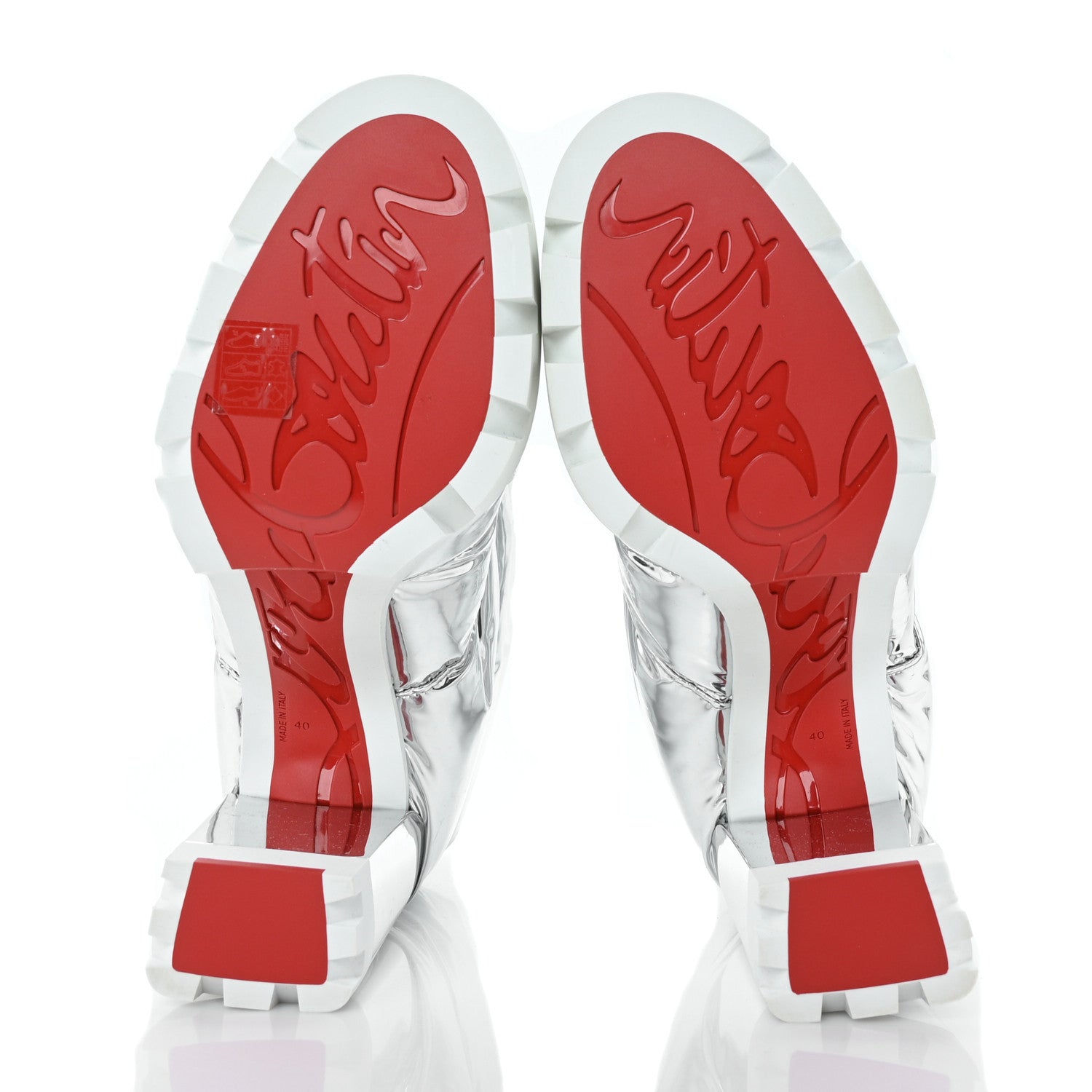 Christian Louboutin Metallic Oriona Lug 100 Boots 40 Silver 5 of 6