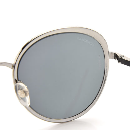 Chanel Round Spring Sunglasses 4206 Black Silver 8 of 9