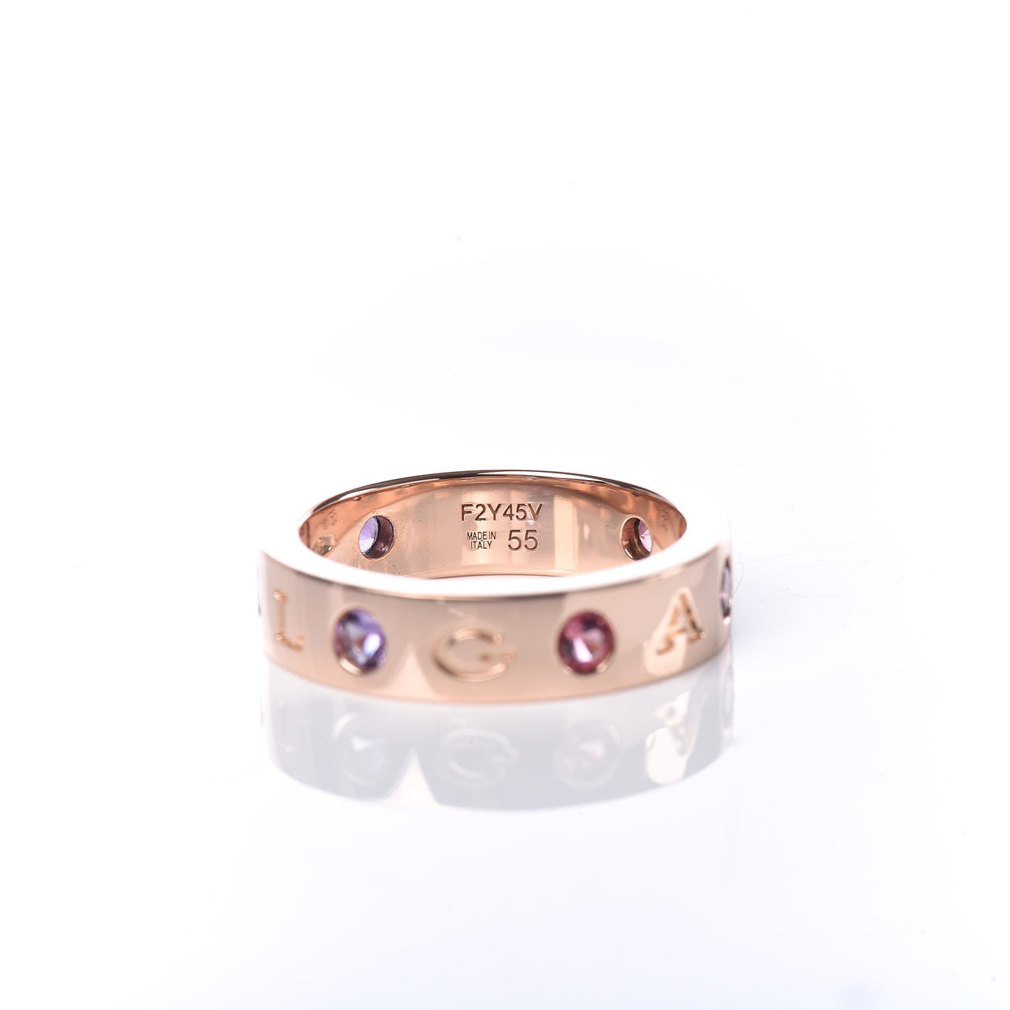 18K Rose Gold Amethyst Tourmaline Diamond Roman Sorbet Band Ring 55 7.25