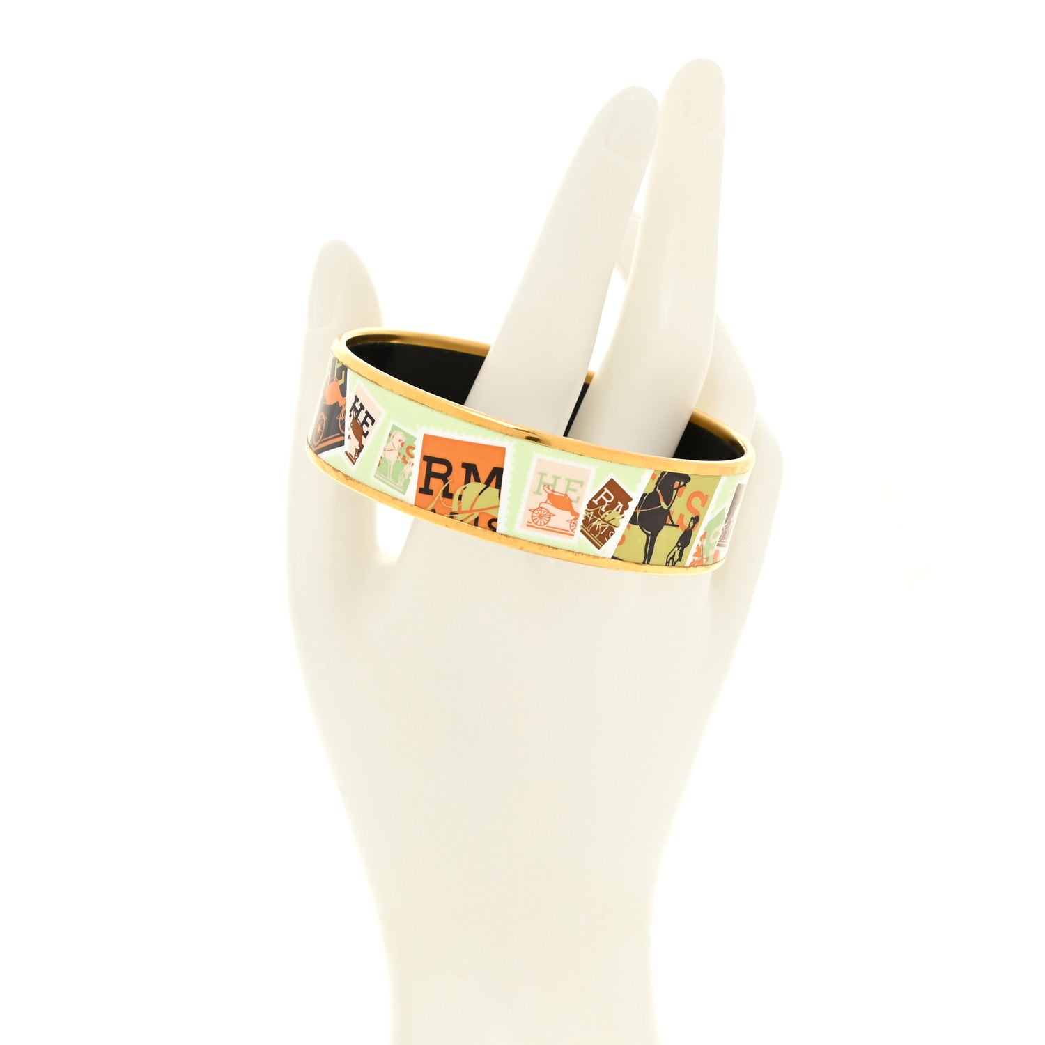 Hermes Enamel Printed Wide De Passage a Paris Bracelet 70 2 of 5