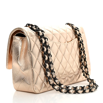 Chanel Metallic Lambskin Quilted Medium Double Flap Gold Black 3 of 9