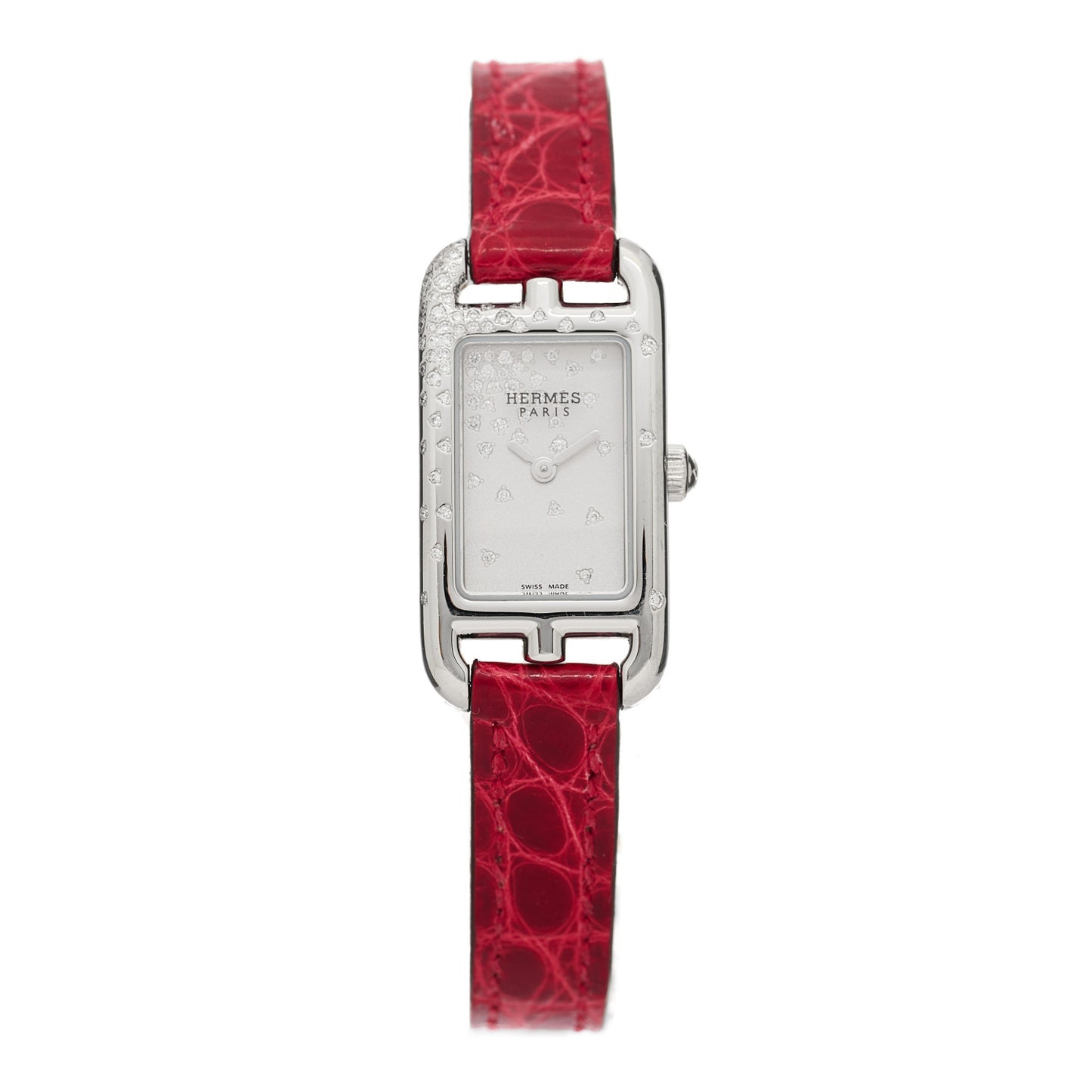 Stainless Steel Alligator Diamond 17mm Nantucket Jete De Diamants Quartz Watch Braise