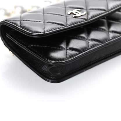 Chanel Calfskin Quilted Maxi Pearls Clutch With Chain Black 8 of 9