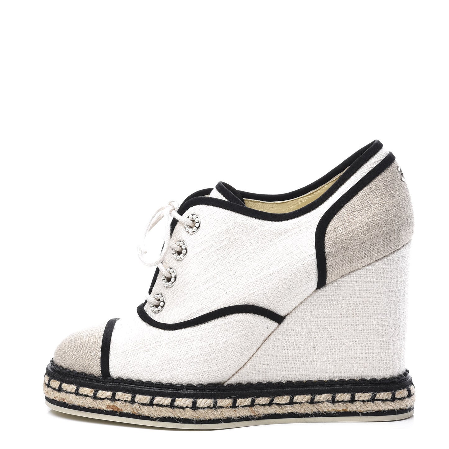 Raffia Lace Up Wedge Espadrilles 37 Beige