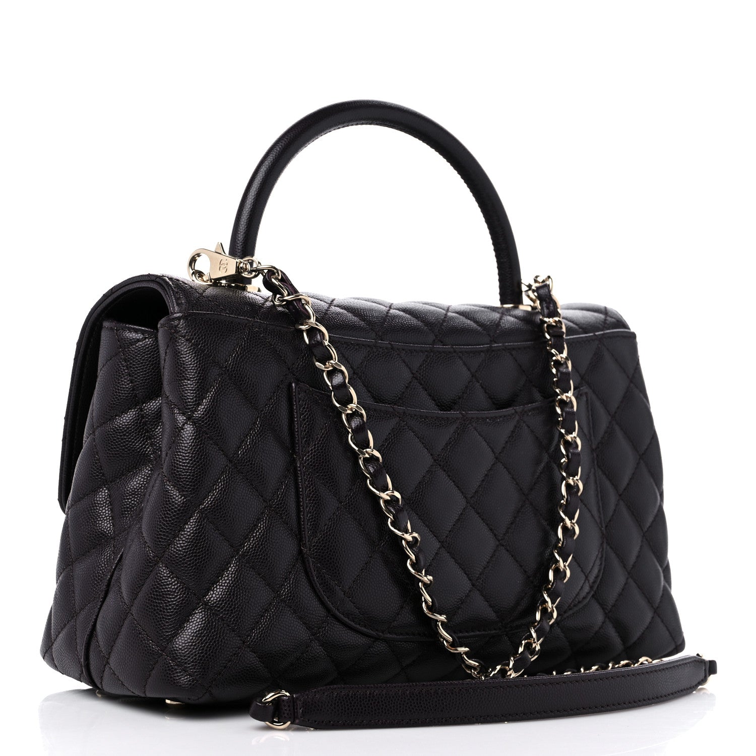 Chanel Caviar Quilted Small Coco Handle Flap Dark Brown 3 of 10