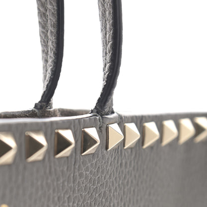 Valentino Garavani Grained Calfskin Rockstud Shoulder Tote Graphite 13 of 13