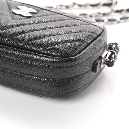 Chanel Caviar Chevron Quilted Camera Case Black 10 of 11