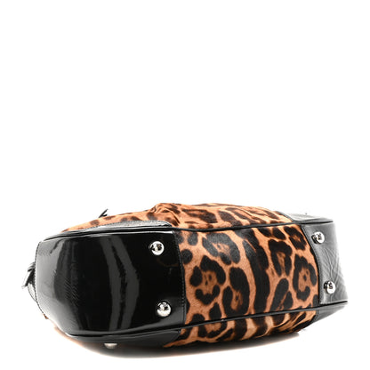 Dolce & Gabbana Calf Hair Leopard Print Patent Miss Silky Satchel Naturale 4 of 10