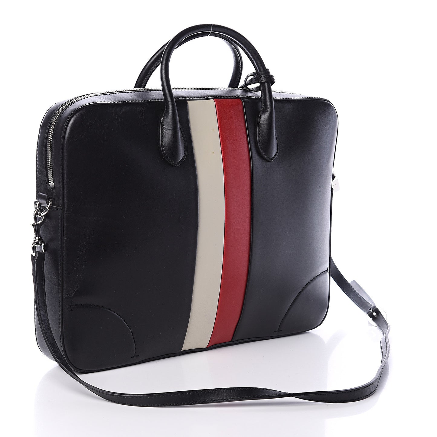 Calfskin Web Briefcase Black