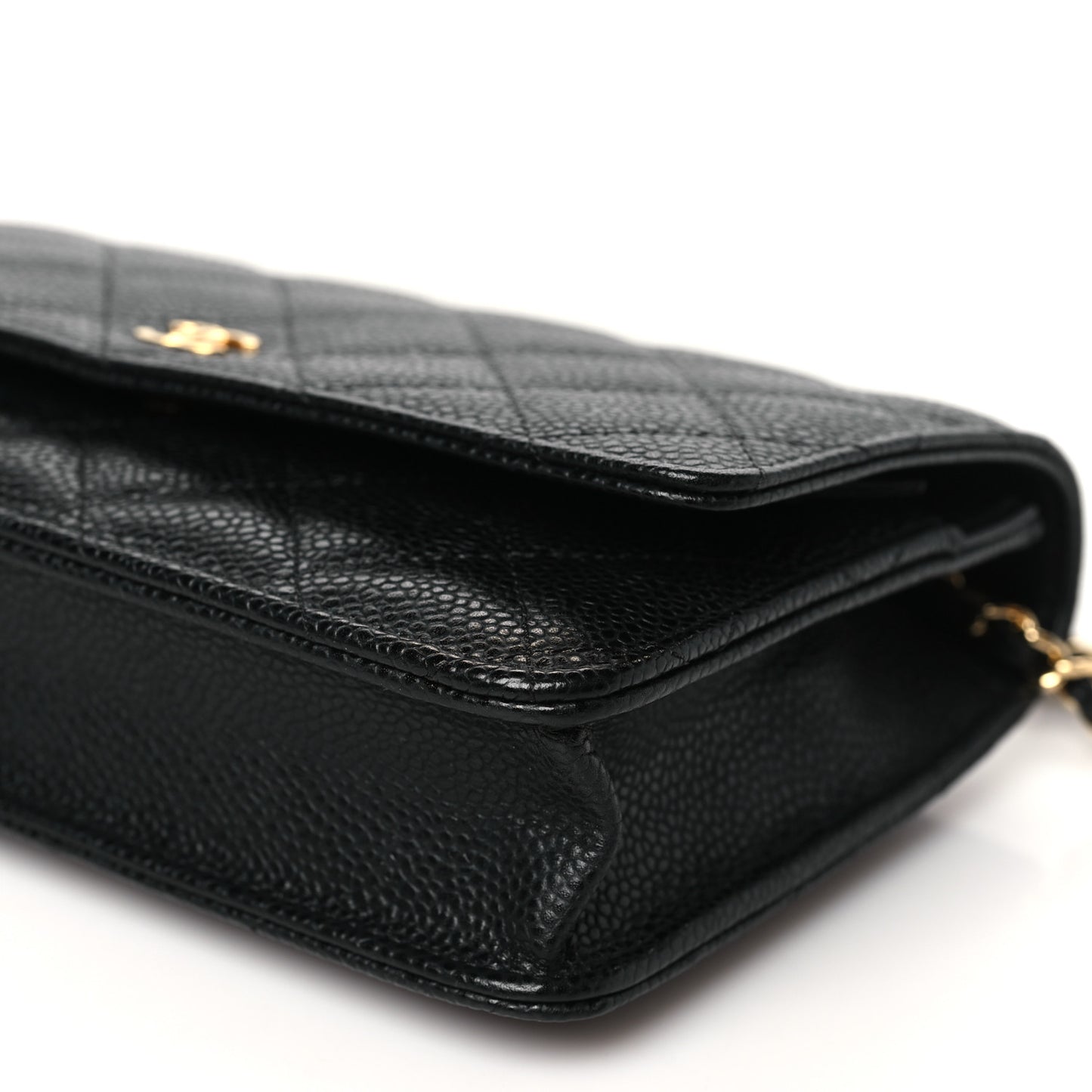 Caviar Quilted Wallet on Chain WOC Black