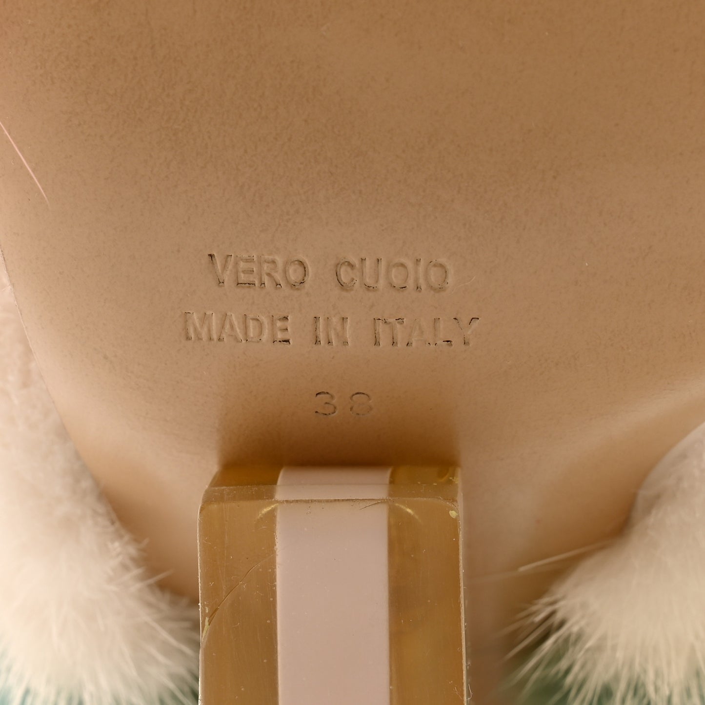 Mink Ayers Lucite Fendi First 95mm Sandals 38 Bellini Hermi Urano Pirite