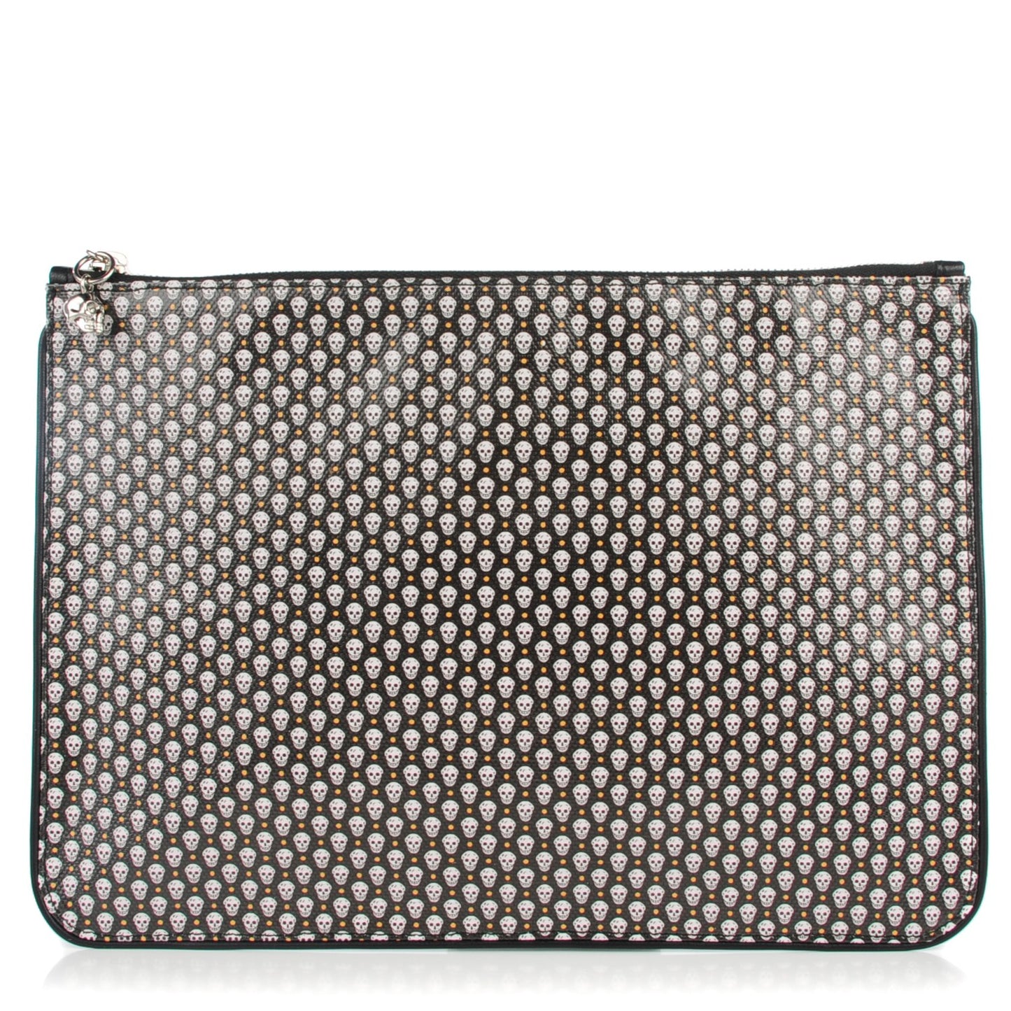 Coated Canvas Mini Skull Zipped Pouch Black