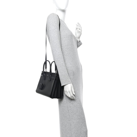 Grained Calfskin Baby Sac De Jour Black