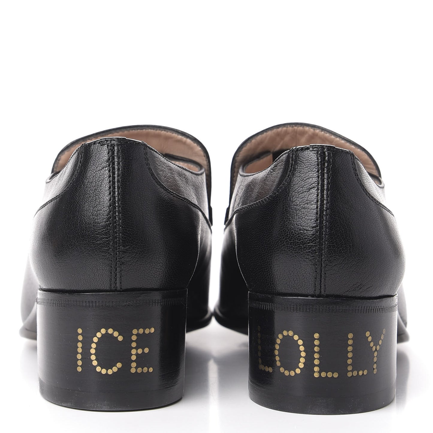 Goatskin Womens Chain Mid-Heel Loafers 36.5 Black