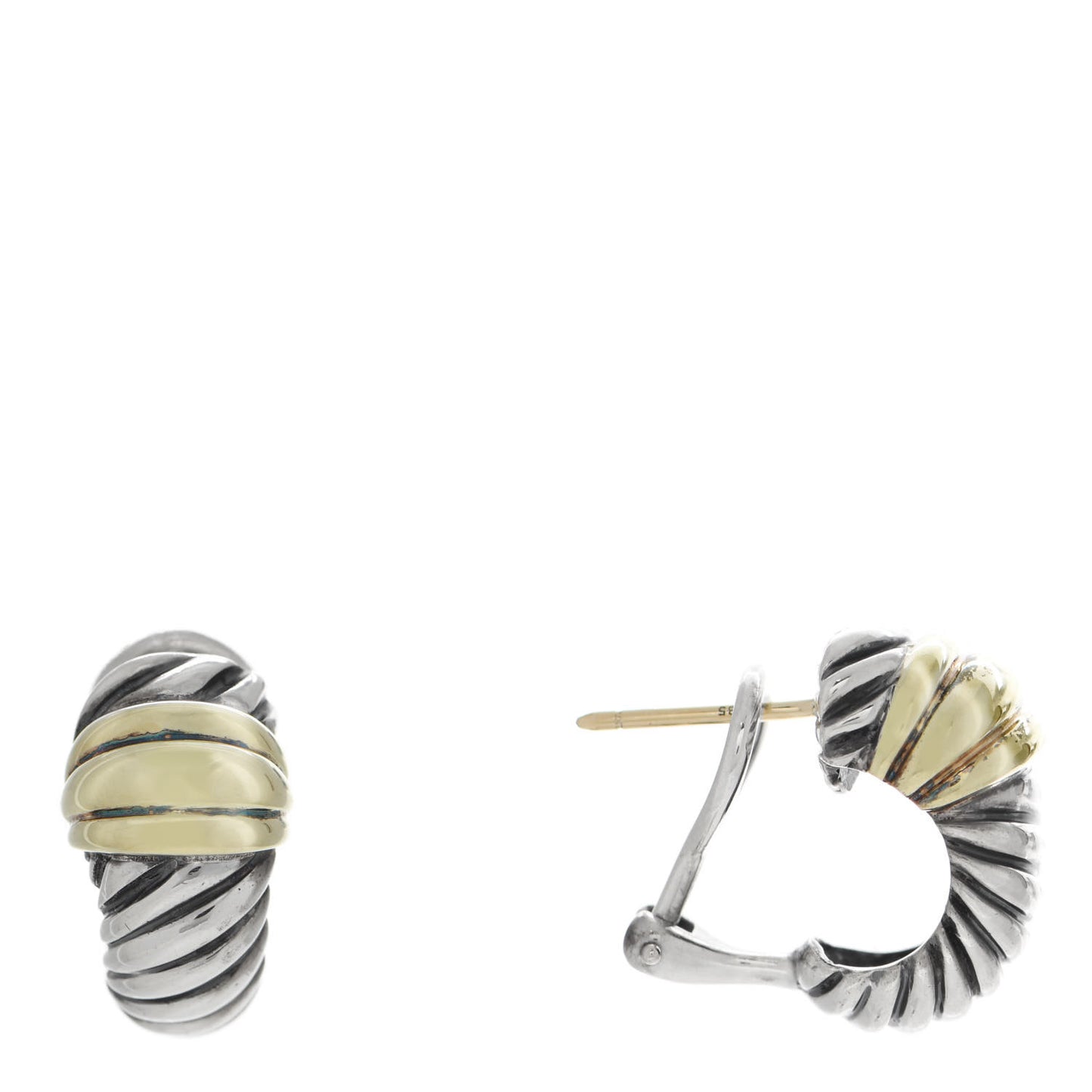 Sterling Silver 14K Yellow Gold Thoroughbred Shrimp Earrings