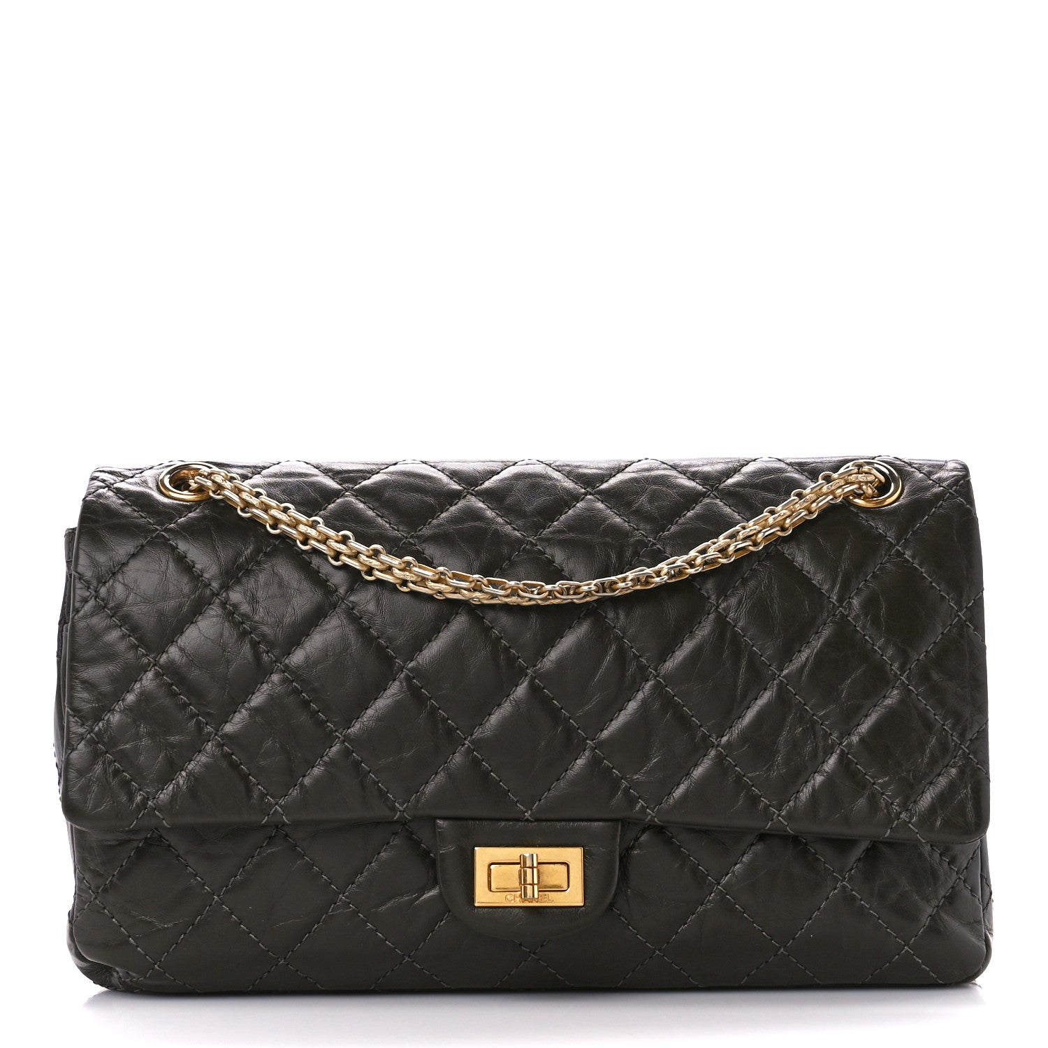 Chanel Aged Calfskin Quilted 2.55 Reissue 226 Flap Dark Khaki 1 of 11