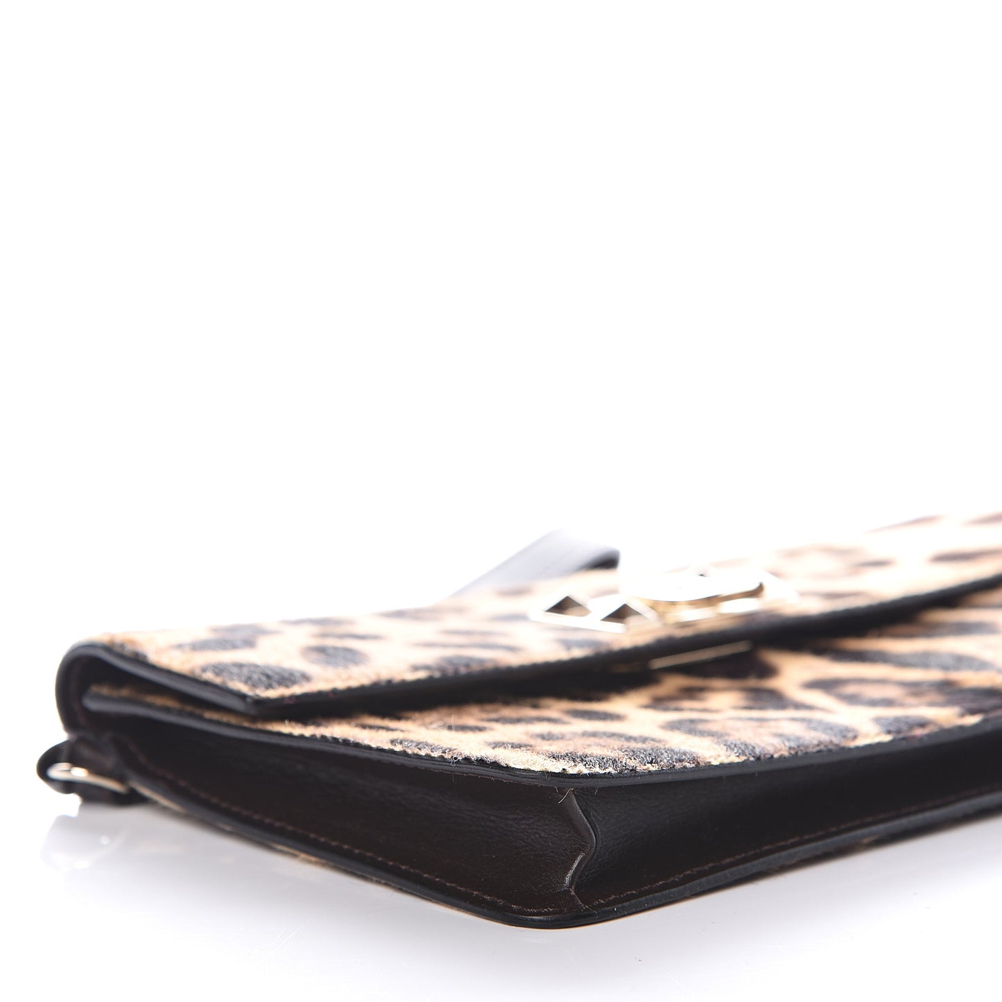 Calf Hair Leopard Print Rockstud Wristlet