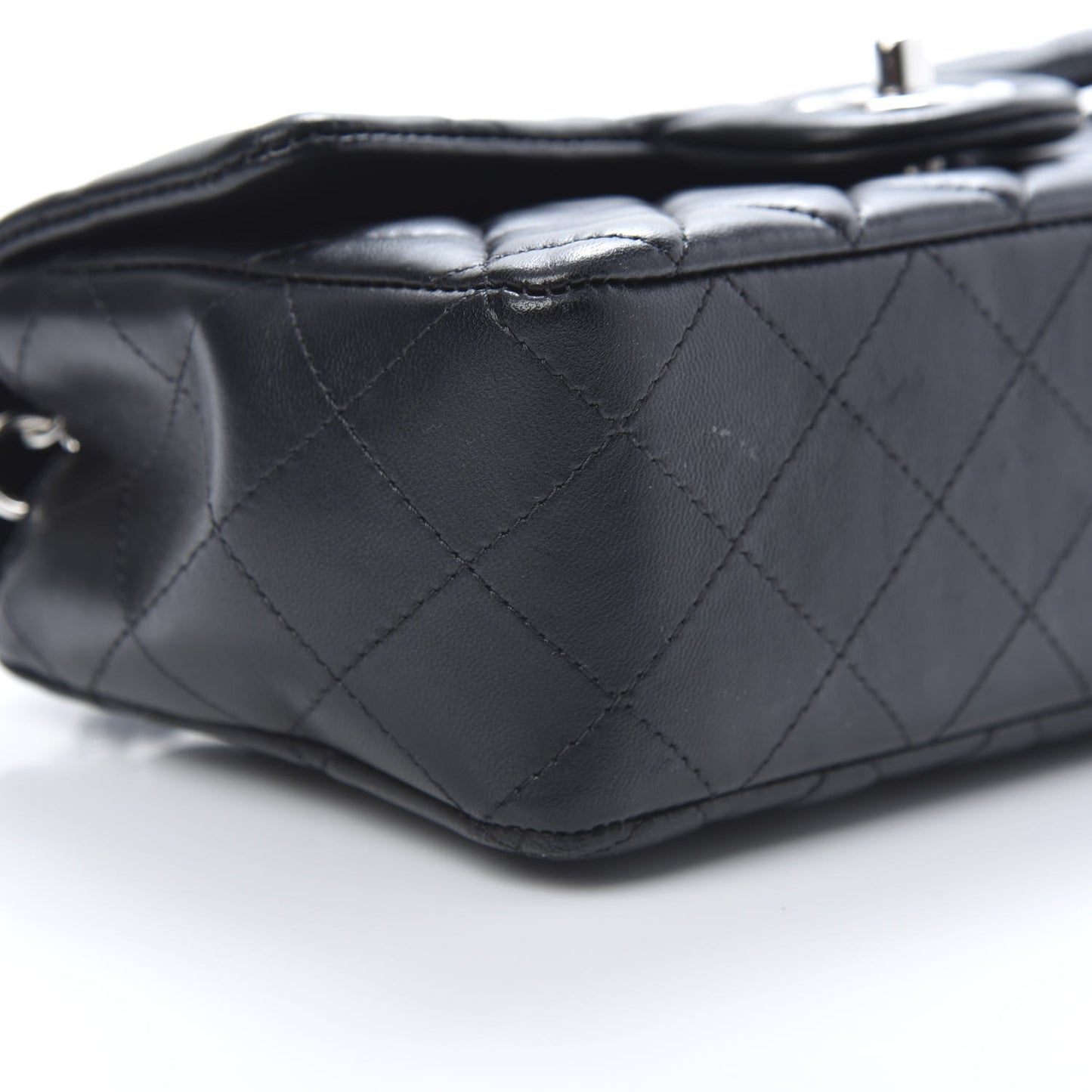 Lambskin Quilted Mini Rectangular Flap Black