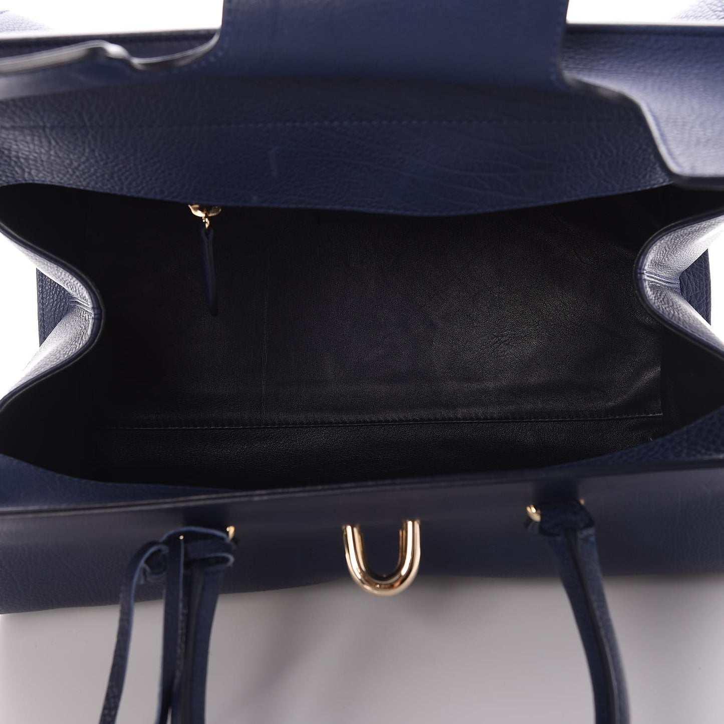 Grained Calfskin M Tube Round Tote Bleu Nautique