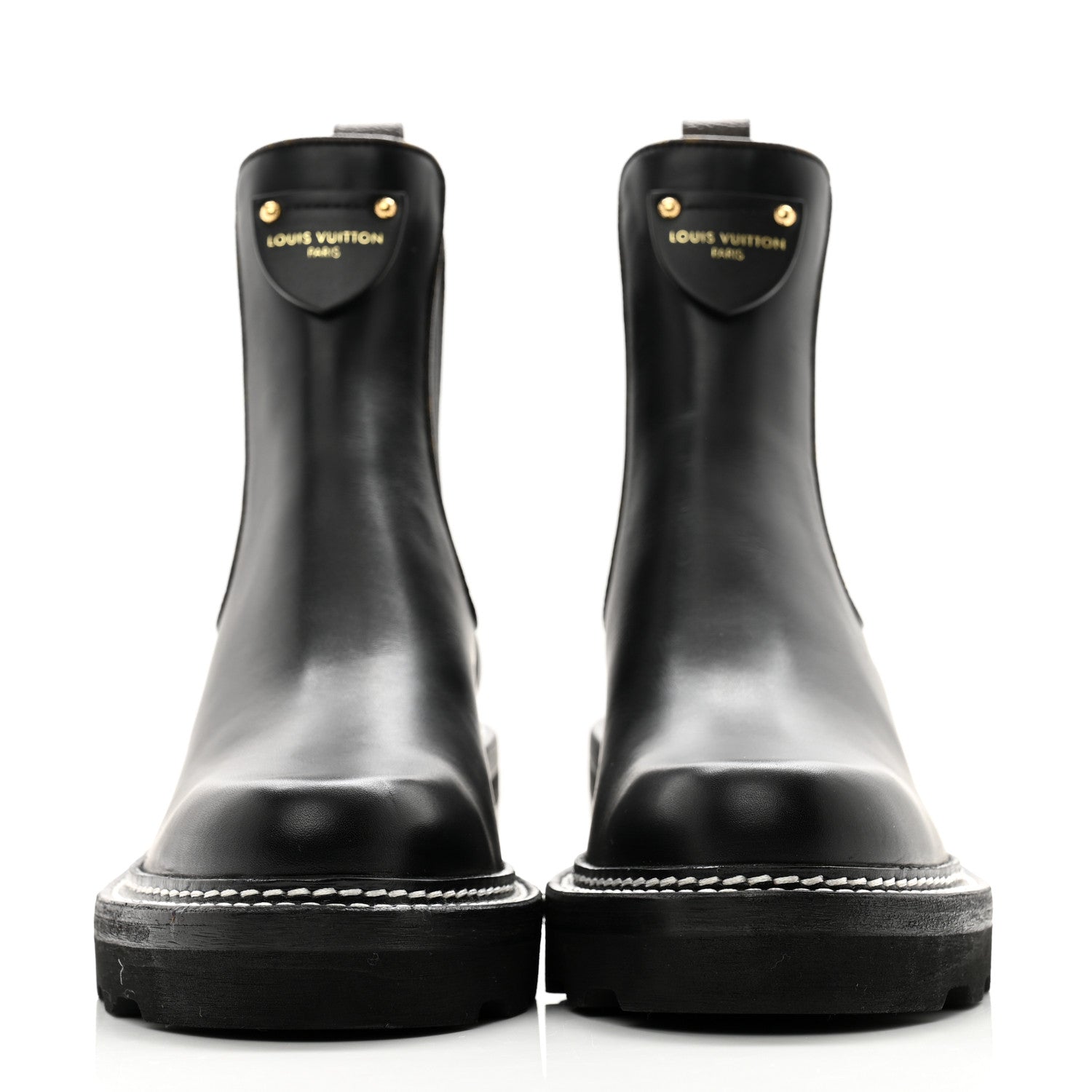 Louis Vuitton Calfskin Monogram Beaubourg Ankle Boots 37 Black 2 of 11