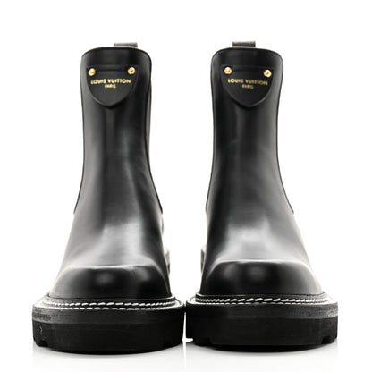 Louis Vuitton Calfskin Monogram Beaubourg Ankle Boots 37 Black 2 of 11