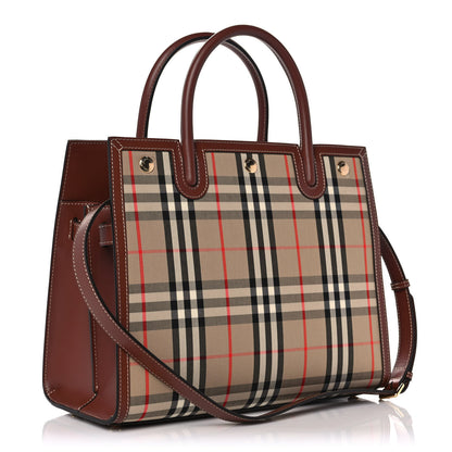 Burberry Calfskin Vintage Check Two Handle Title Bag Archive Beige 3 of 10