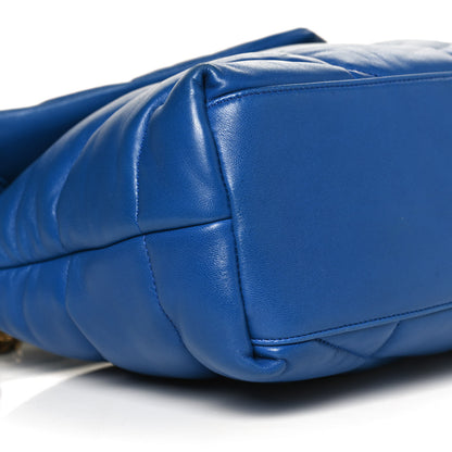 Saint Laurent Lambskin Quilted Medium Loulou Puffer Monogram Chain Satchel Majorele Blue 10 of 14