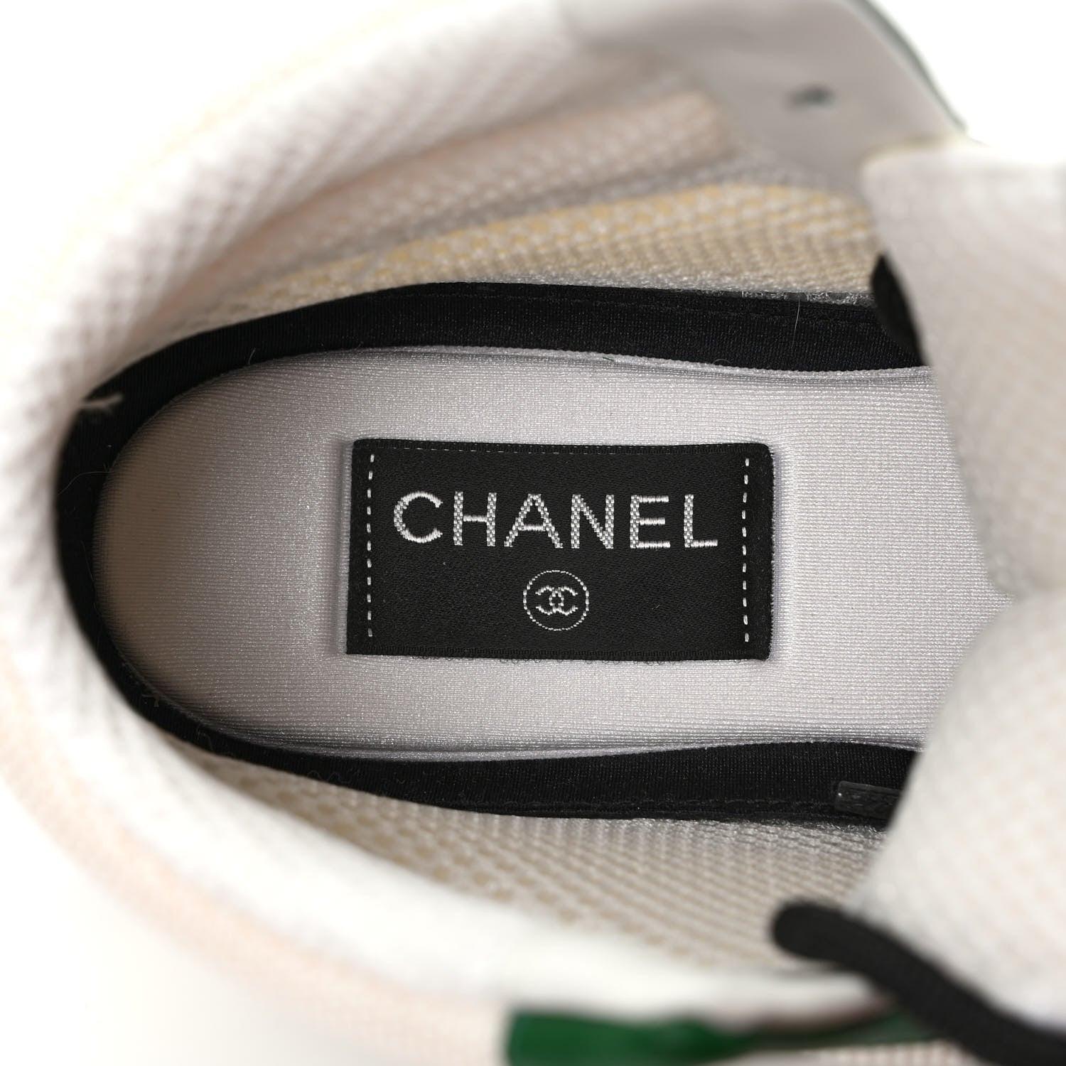 Chanel Suede Fabric Grained Calfskin Womens CC High Top Sneakers 37.5 White Green 7 of 8