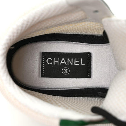 Chanel Suede Fabric Grained Calfskin Womens CC High Top Sneakers 37.5 White Green 7 of 8