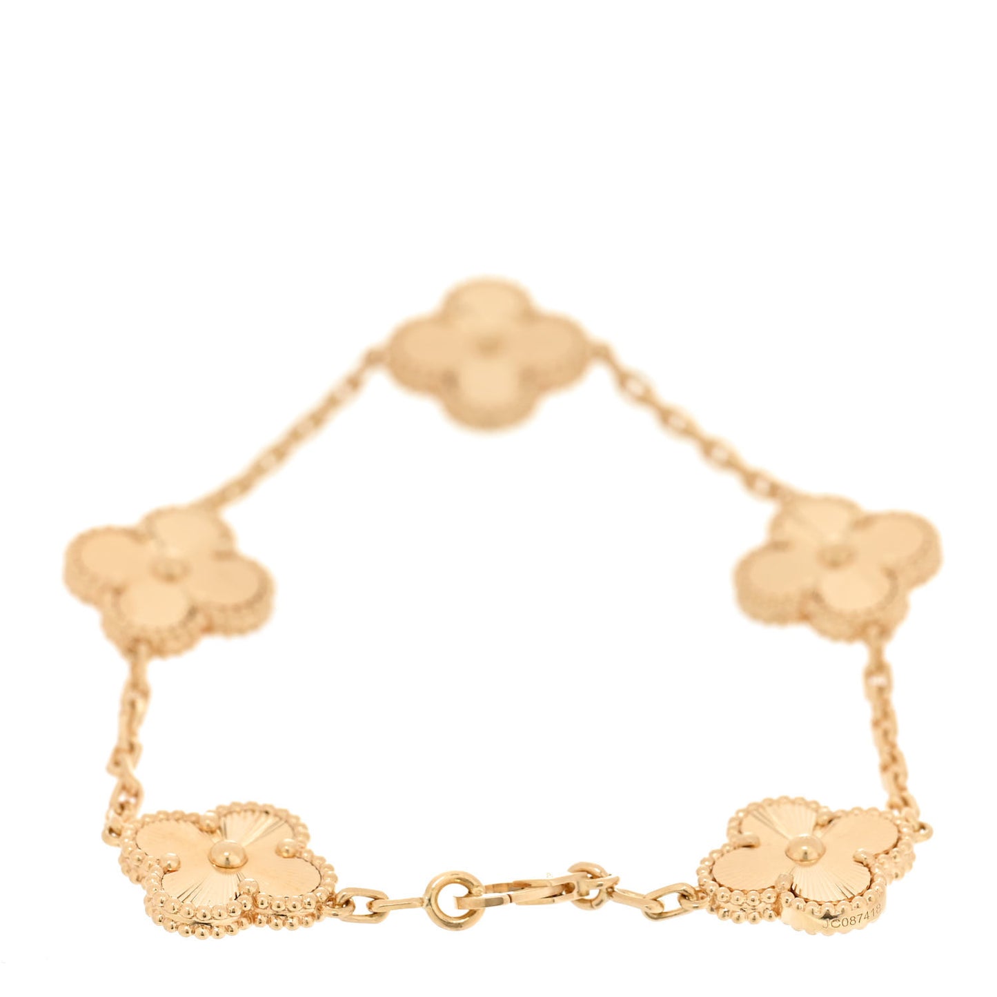 18K Yellow Gold 5 Motifs Guilloche Vintage Alhambra Bracelet
