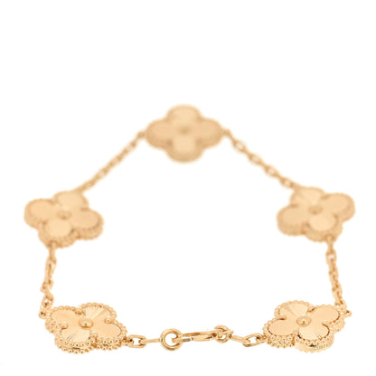 Van Cleef & Arpels 18K Yellow Gold 5 Motifs Guilloche Vintage Alhambra Bracelet 3 of 5