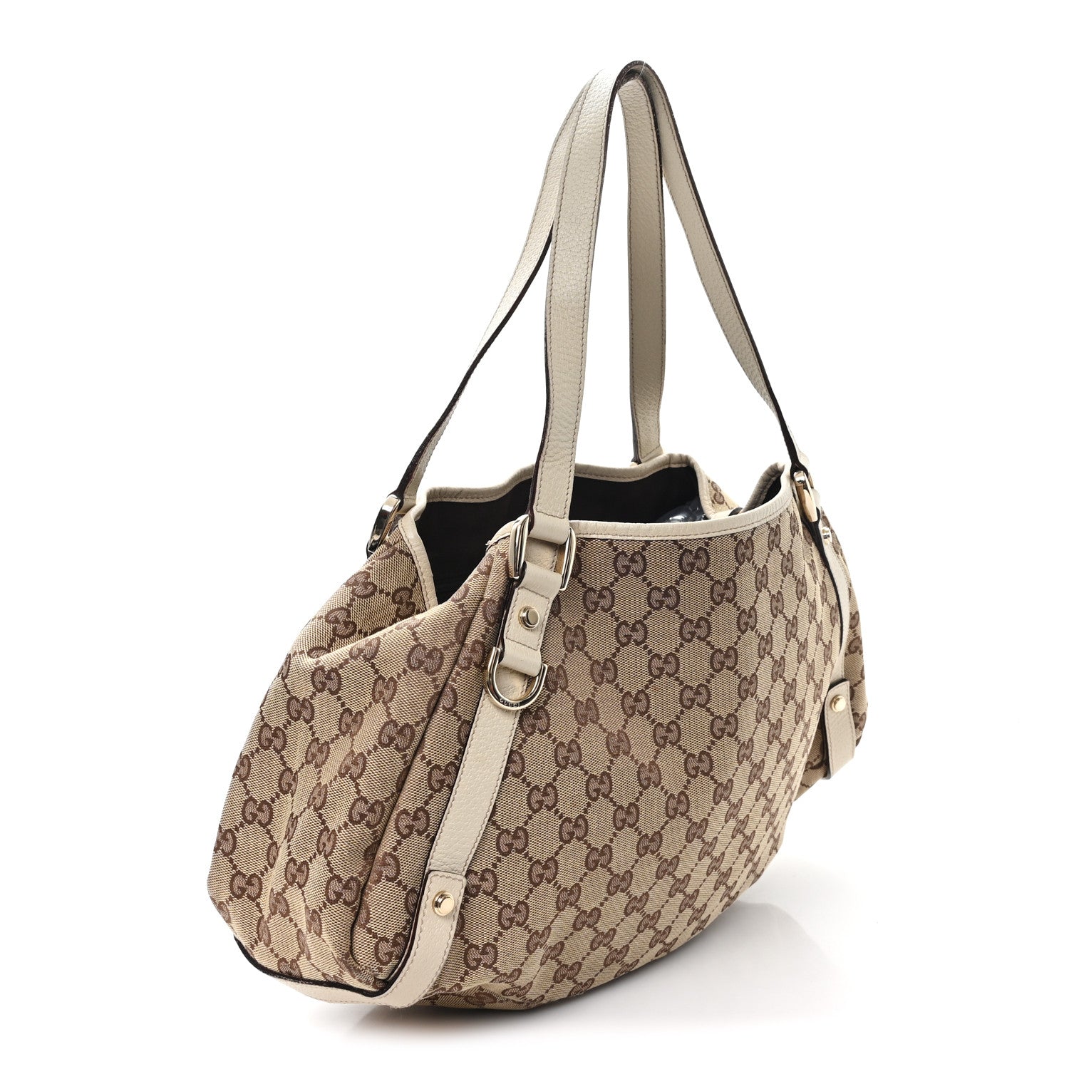 beige abbey leather backpack Gucci Beige/White GG Canvas Medium Abbey Shoulder Bag
