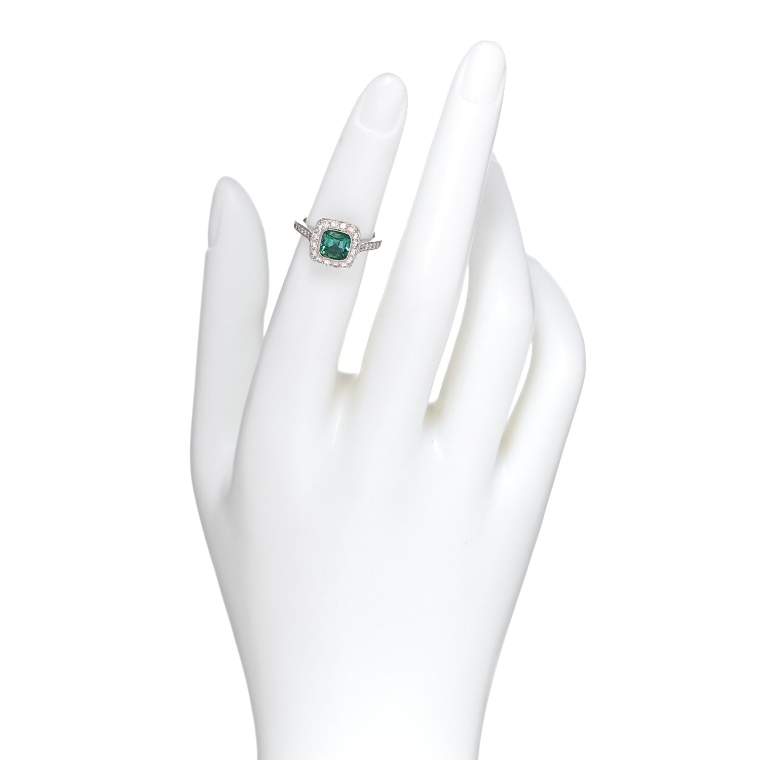 Tiffany Platinum Diamond Green Tourmaline Legacy Ring 46 3.75 2 of 10