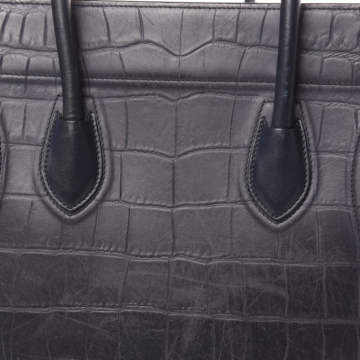 Celine Crocodile Embossed Calfskin Medium Phantom Luggage Navy Blue 19 of 21