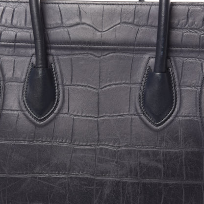 Celine Crocodile Embossed Calfskin Medium Phantom Luggage Navy Blue 19 of 21