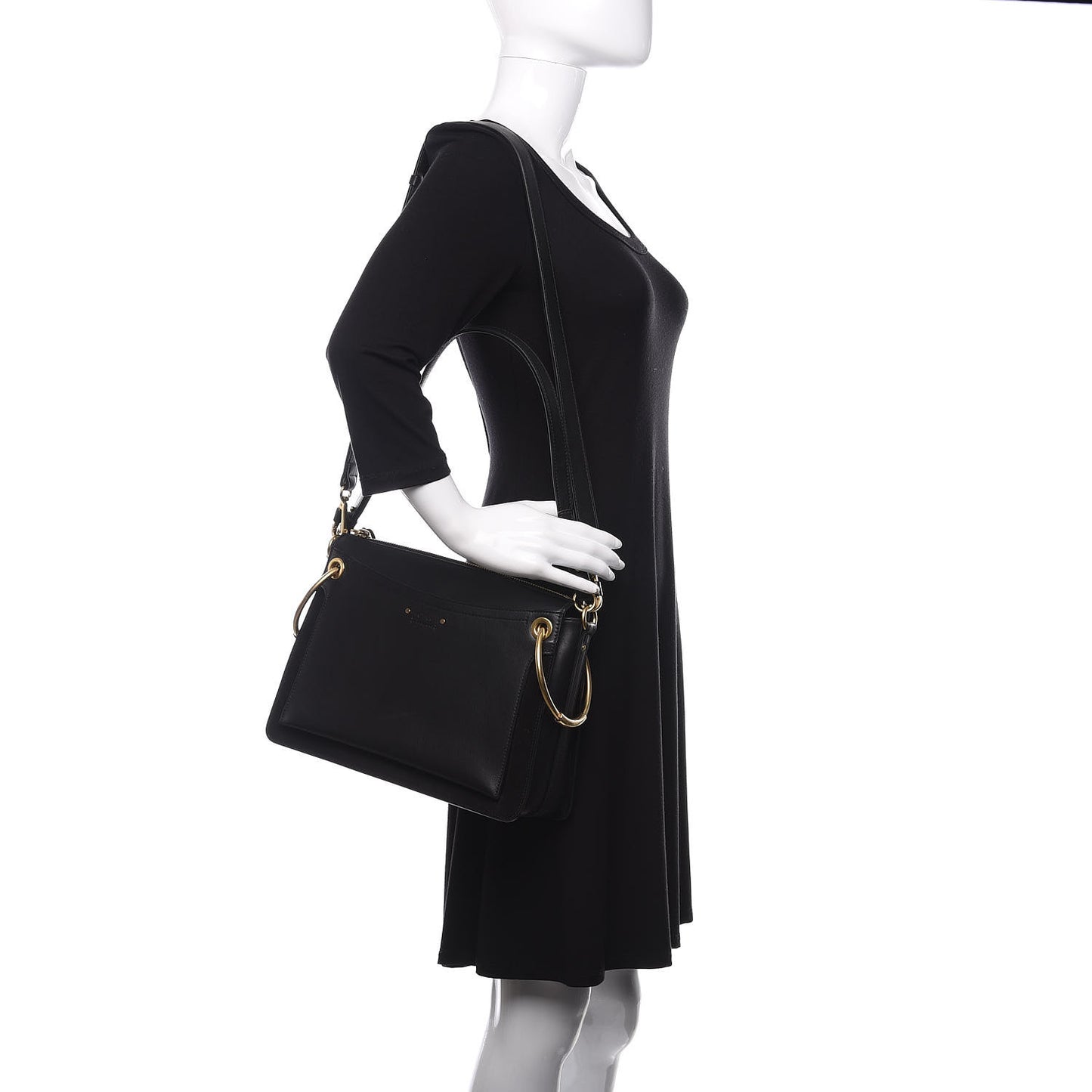 Calfskin Suede Medium Roy Bag Black