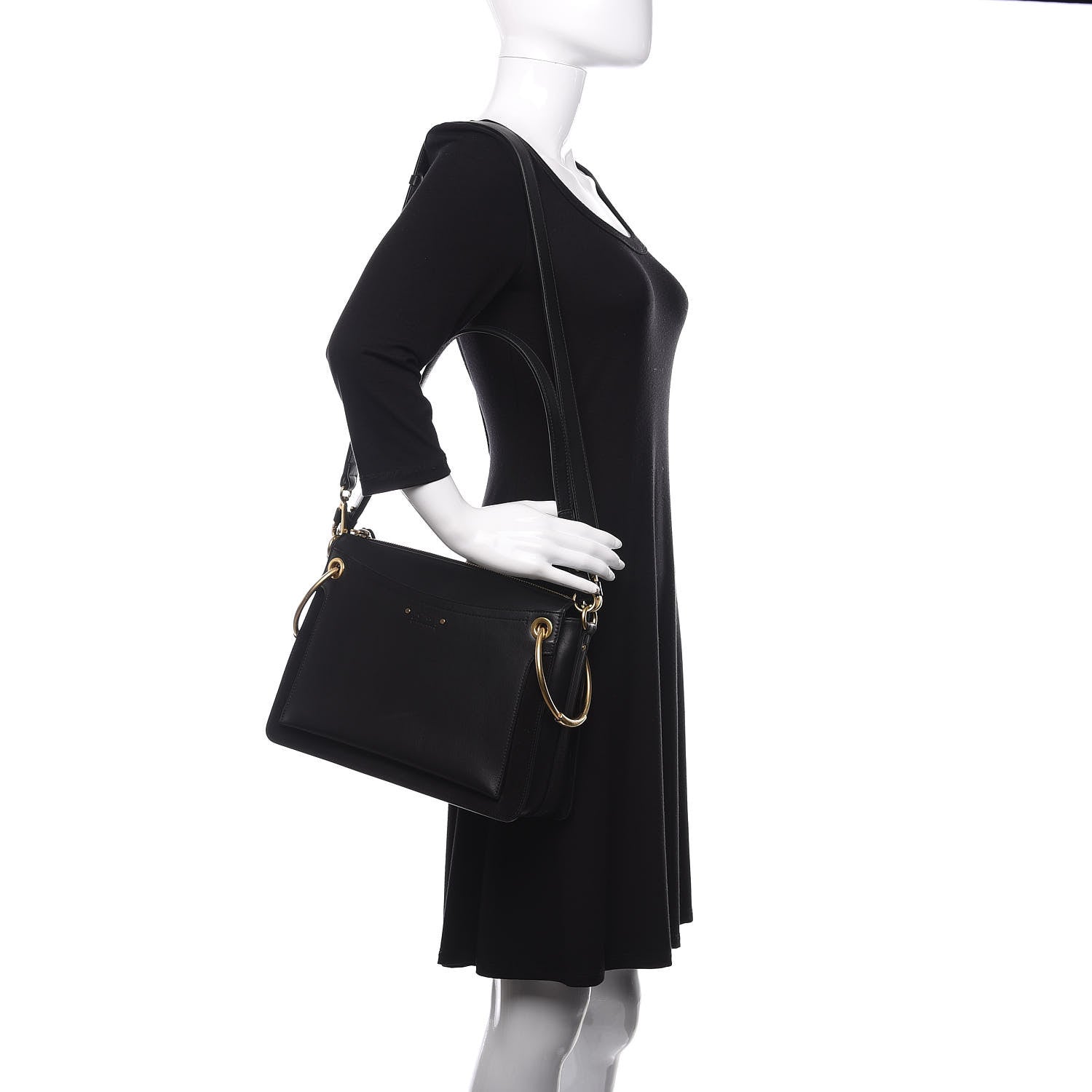 Chloe Calfskin Suede Medium Roy Bag Black 2 of 9