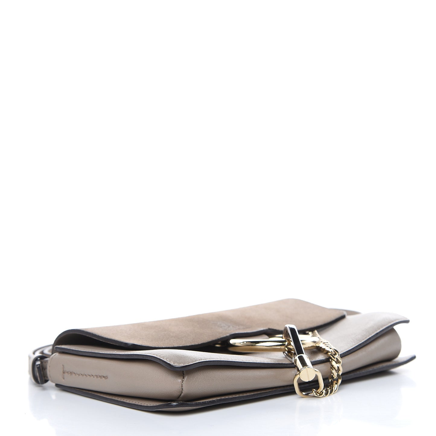 Suede Calfskin Small Faye Shoulder Bag Motty Grey