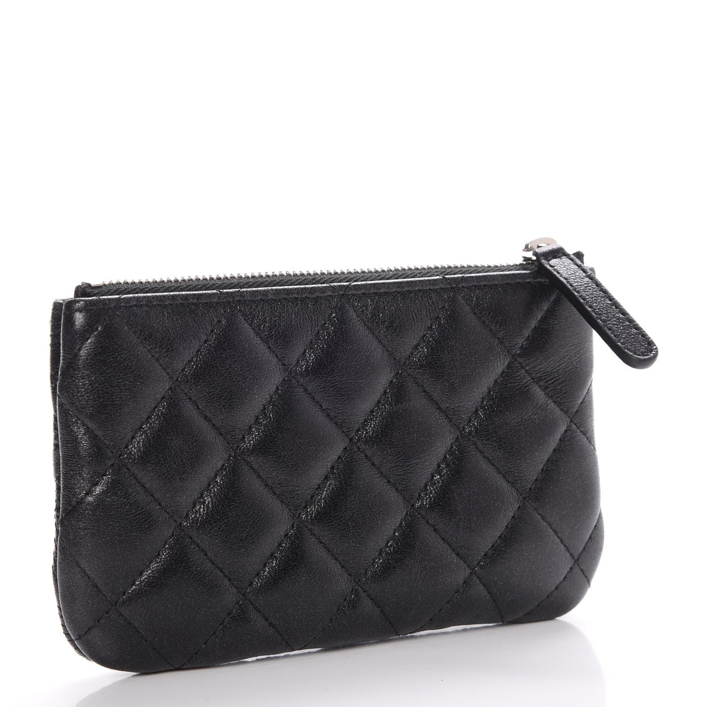Metallic Lambskin Star Embossed Coin Purse Case Black