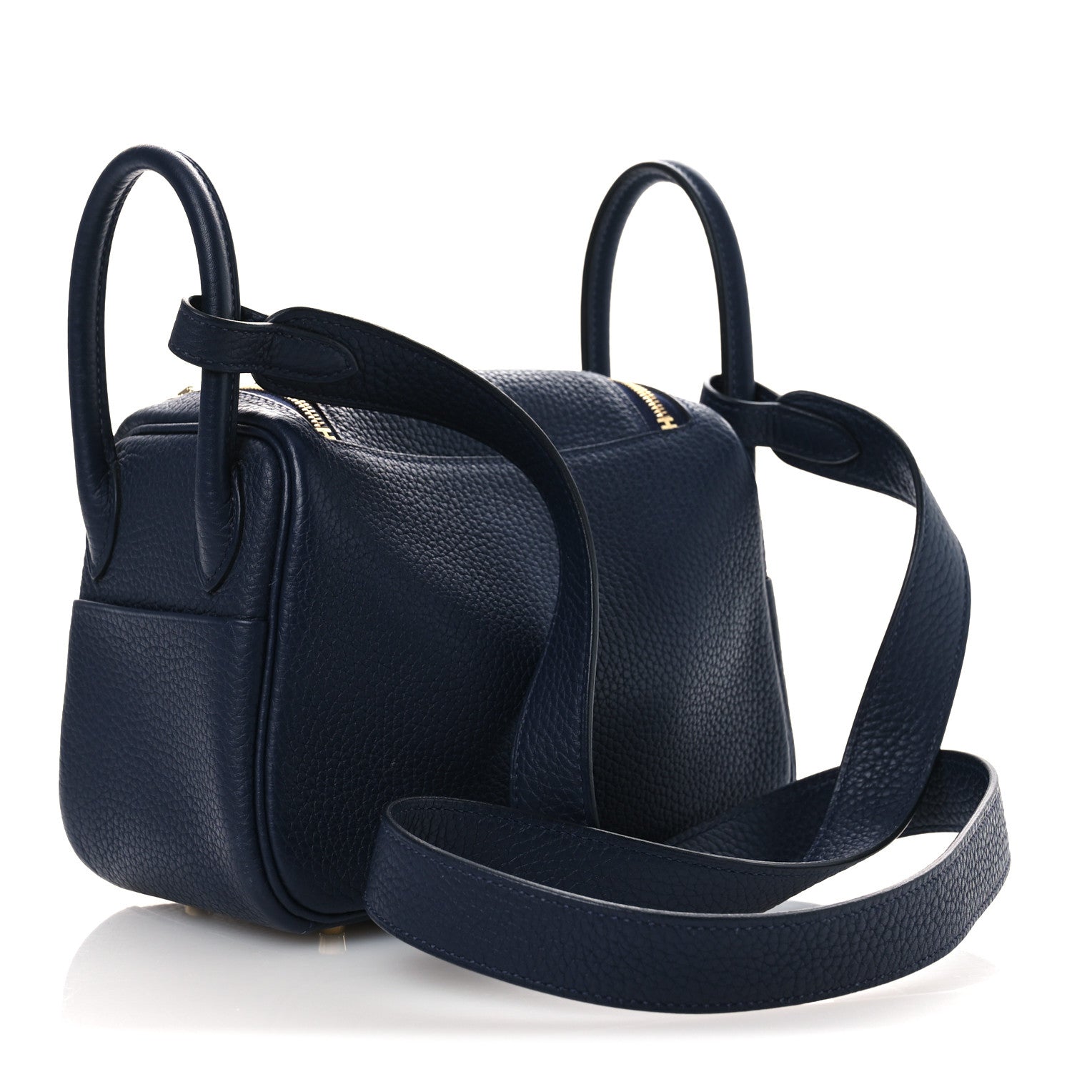 Hermes Taurillon Clemence Mini Lindy 20 Bleu Nuit 3 of 13