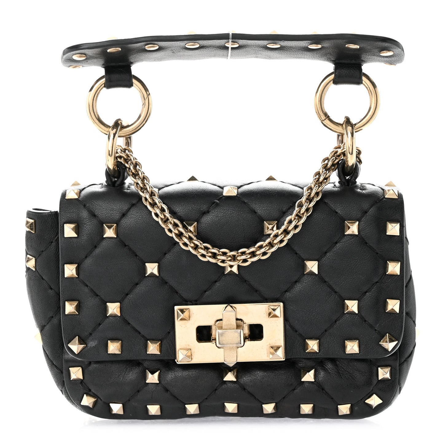 Nappa Micro Rockstud Spike Shoulder Bag Black
