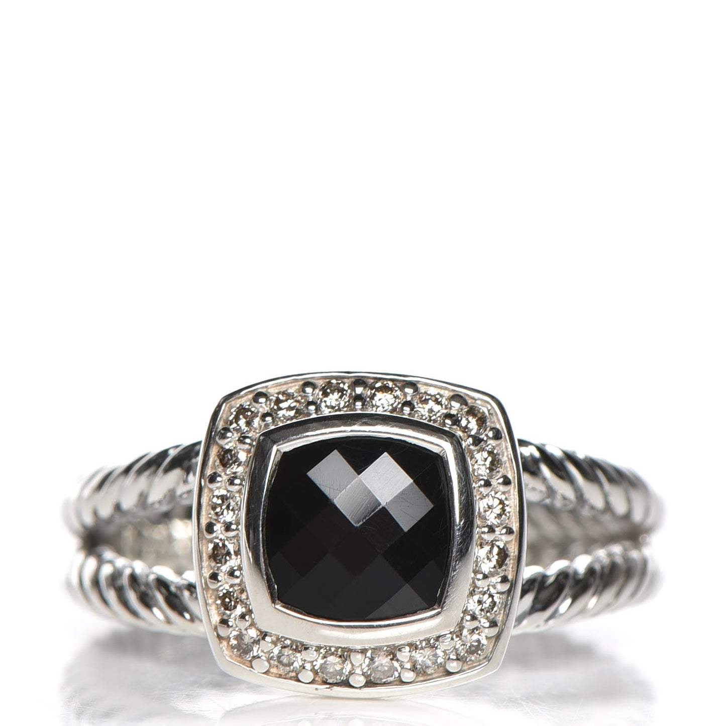 Sterling Silver Diamond Black Onyx 7mm Petite Albion Ring 56 7.5