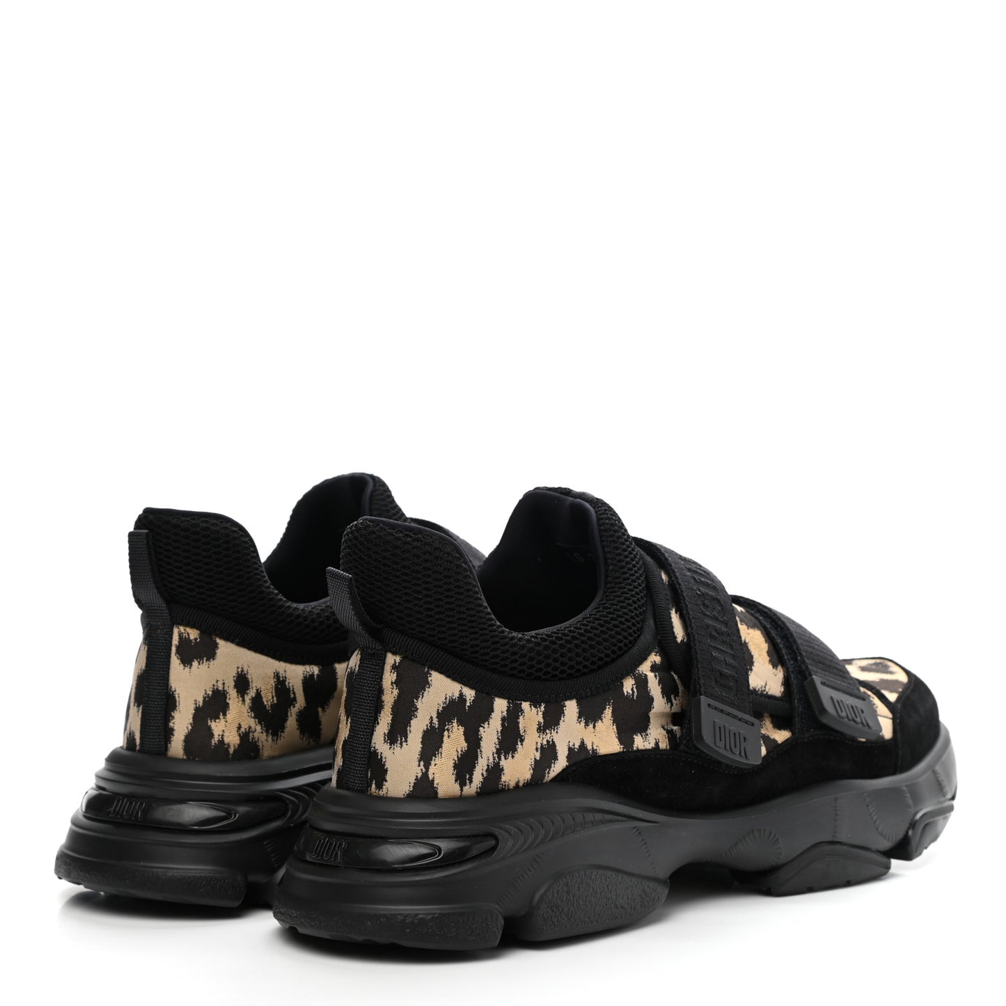 Technical Fabric Nylon Leopard Print Womens D-Wander Sneakers 39.5 Black