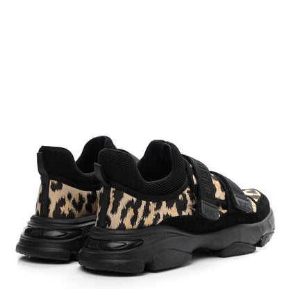 Christian Dior Technical Fabric Nylon Leopard Print Womens D-Wander Sneakers 39.5 Black 4 of 10
