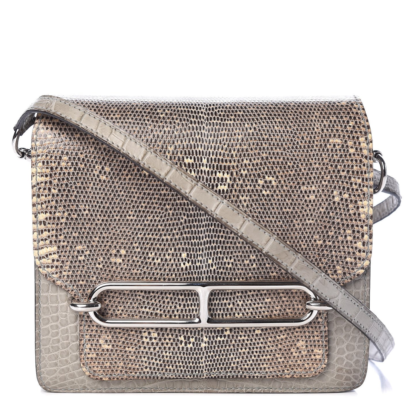 Matte Alligator Lizard Mini Sac Roulis Ombre Gris Perle