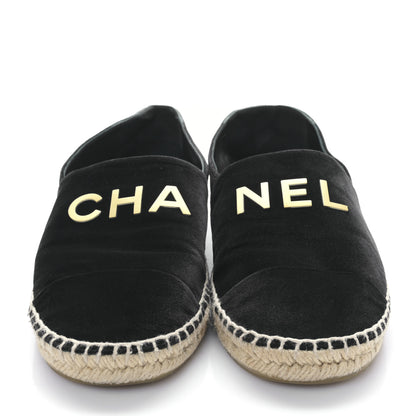 Chanel Velvet Logo Espadrilles 41 Black 2 of 8