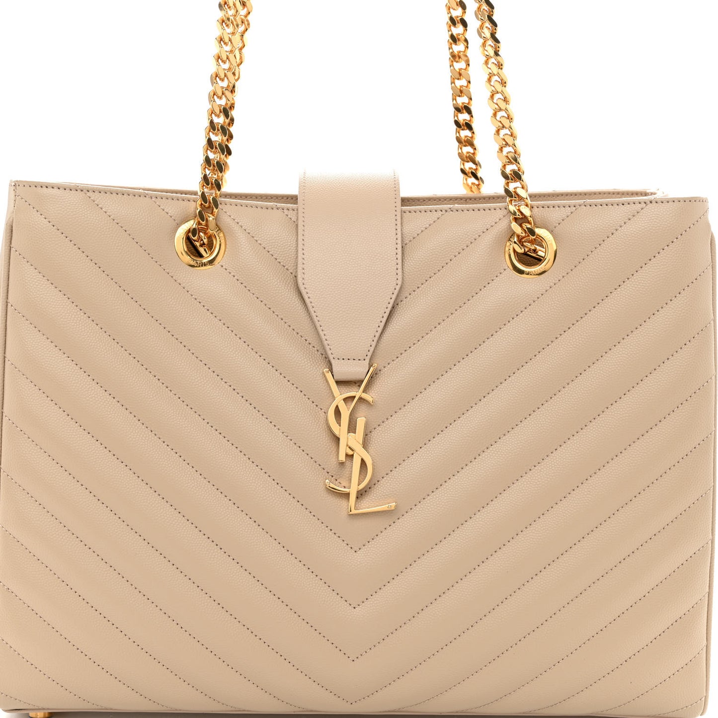 Grain De Poudre Matelasse Chevron Monogram Shopping Bag Nude Powder