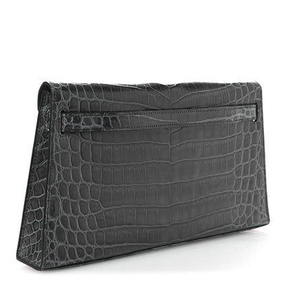 Hermes Shiny Niloticus Crocodile Kelly Elan Pochette Bleu Tempete 6 of 26